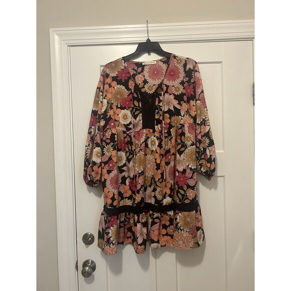 Rustty Dustty  Women’s OXL Dress Modern Bohemia Crush Floral  Boho Long Sleeve - Picture 1 of 6